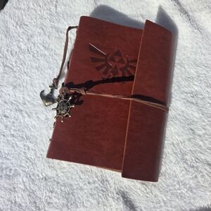 Brown Faux Leather Travel Journal Notebook with Embossed Crest